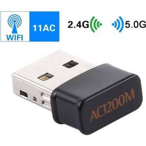 AC1200Mbps 2,4 GHz en 5 GHz Dual Band USB 2.0 WiFi-adapter Externe netwerkkaart (zwart)