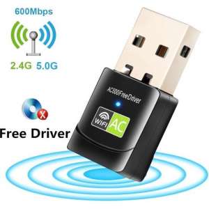 DrPhone W3 Pro - Driver Free - 600Mbps - Dual Band - USB WiFi - Plug en Play WiFi Adapter - Zonder Installatie