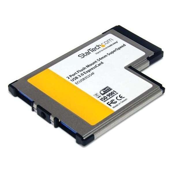 StarTech.com 2-poorts verzonken gemonteerde ExpressCard 54 mm SuperSpeed USB 3.0 kaartadapter met UASP-ondersteuning