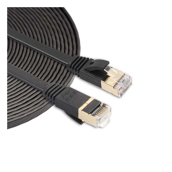 5M Ethernet Netwerk Kabel CAT7 | Gold Plated |  Black / Zwart |  Tot 10GBps |Snelle Platte RJ45 LAN Kabel| Premium Kwaliteit