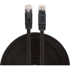 15m CAT6 Ultra dunne Flat Ethernet netwerk LAN internet kabel (1000Mbps) - Zwart