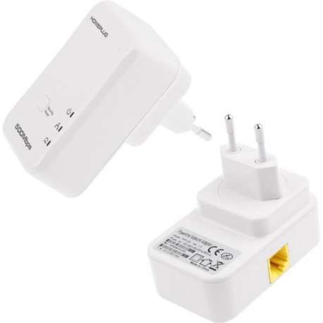 2 STKS 500 Mbps Powerline Netwerk Mini Homeplug AV Ethernetbrug, 7HP150, EU Plug (Wit)