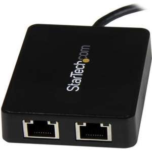 StarTech.com USB-C naar dual Gigabit Ethernet adapter met USB (Type-A) poort