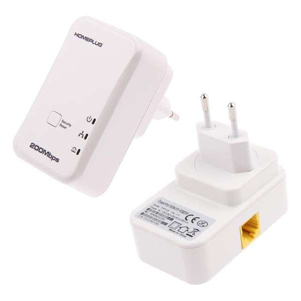 2 STKS 7HP120 200Mbps Powerline Netwerk Mini Homeplug AV Ethernetbrug, EU Plug (Wit)