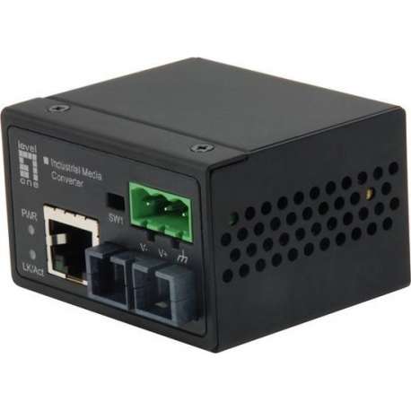 LevelOne IEC-4301 netwerk media converter 100 Mbit/s Single-mode Zwart