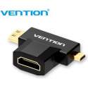 Vention Mini HDMI (C) + Micro HDMI (D) naar HDMI Vrouwelijk (A) - Full HD 1080P, 3D & 60Hz