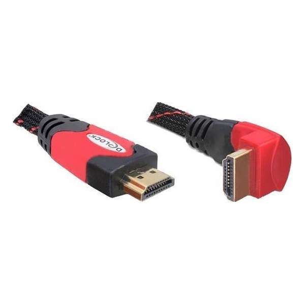 Delock - 1.4 High Speed HDMI kabel - eenzijdig haaks - 1 m - Zwart/Rood