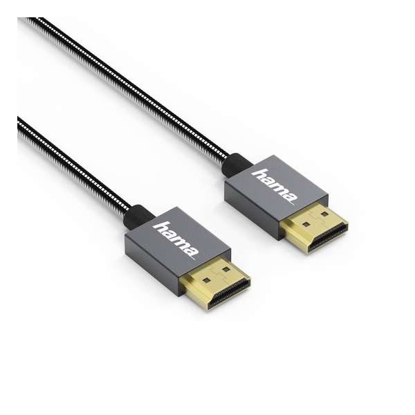 Hama High-speed HDMI™-kabel "Elite", ethernet, metaal, antraciet, 0,75 m