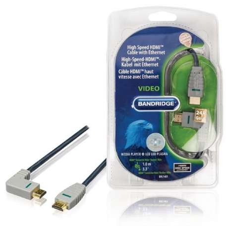 Bandridge HDMI 1.4 High Speed with Ethernet kabel haaks naar rechts - 1 meter