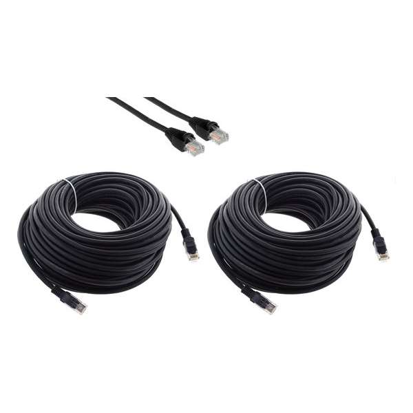UTP kabel zwart 10 meter - CAT 5 - RJ 45 male - 2 stuks