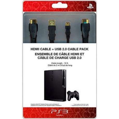 HDMI Kabel 1.3 + USB Oplaadkabel 2.0