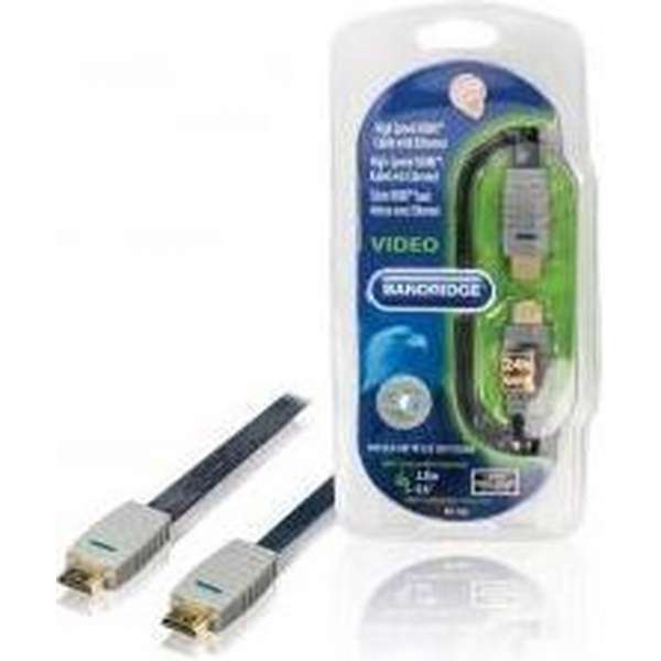 Bandridge platte HDMI 1.4 High Speed with Ethernet kabel met vergulde contacten - 2 meter