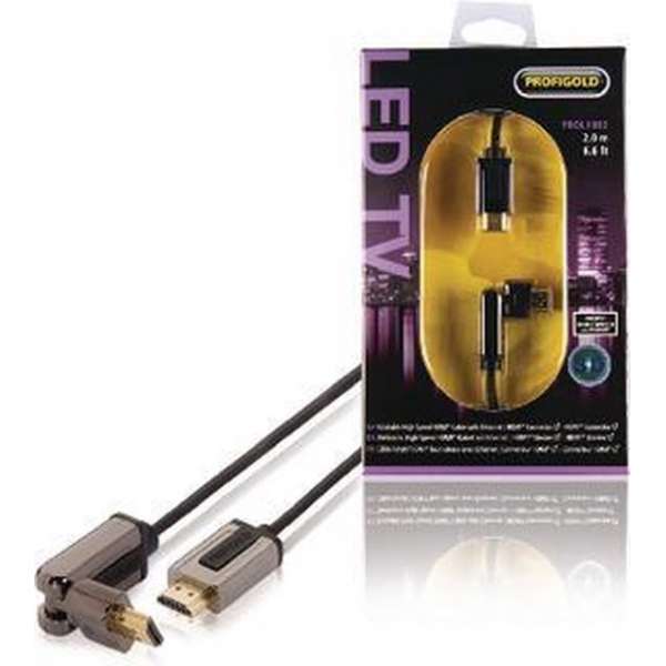 Profigold HDMI + ETHERNET 120° kabel 2m