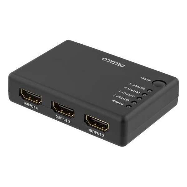 DELTACO PRIME HDMI-7005, 4 Poorts HDMI 1.4a splitter, met 3D, 4K en HDCP 1.3 ondersteuning