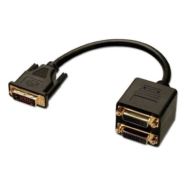 Lindy DVI Splitter Cable DVI kabel 0,18 m DVI-D Zwart