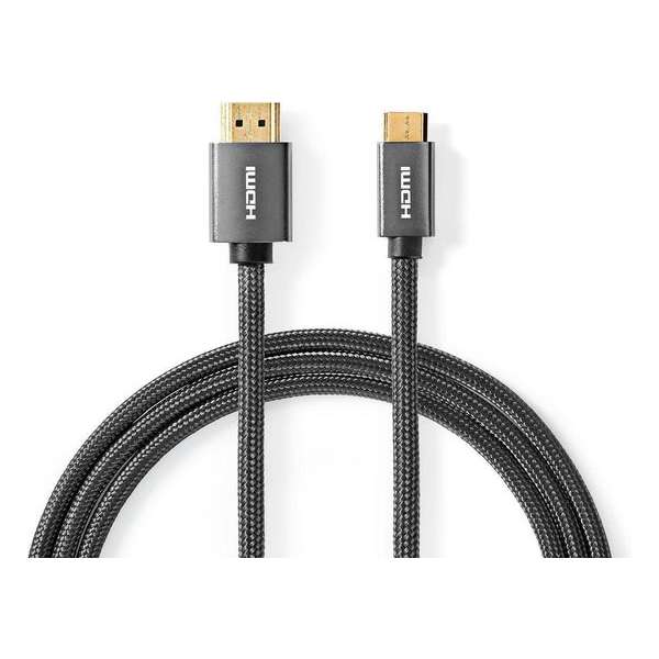 Nedis High Speed HDMI™-Kabel met Ethernet | HDMI™-Connector - HDMI™-Ministekker | Gun Metal Grey | Gevlochten Kabel | 2.0 m