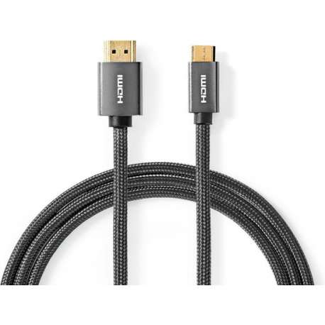 Nedis High Speed HDMI™-Kabel met Ethernet | HDMI™-Connector - HDMI™-Ministekker | Gun Metal Grey | Gevlochten Kabel | 2.0 m