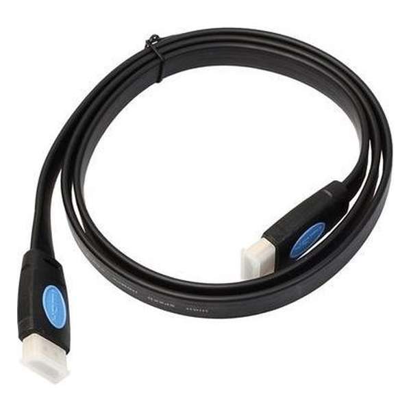 HDMI kabel 1 meter 4K - HDMI naar HDMI - 2.0 versie - High Speed 2160P - HDMI Male naar HDMI Male kabel - Flat cable black line