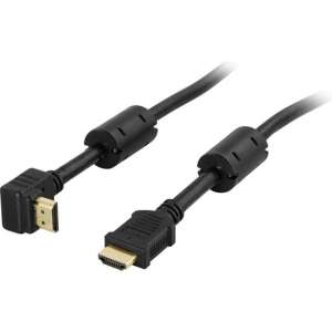 DELTACO HDMI-1010V High Speed HDMI kabel met Ethernet, 4K - Haakse aansluiting - 1 meter