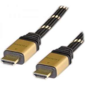 ADJ 300-00007 HDMI Kabel [HDMI / HDMI High speed M/M gouden connector Goud-zwart nylon 1m Blister]