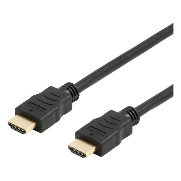 DELTACO HDMI-1010D-DO Flexibele HDMI-kabel, High Speed HDMI met Ethernet 4K, UltraHD bij 60 Hz, 1 m, Zwart