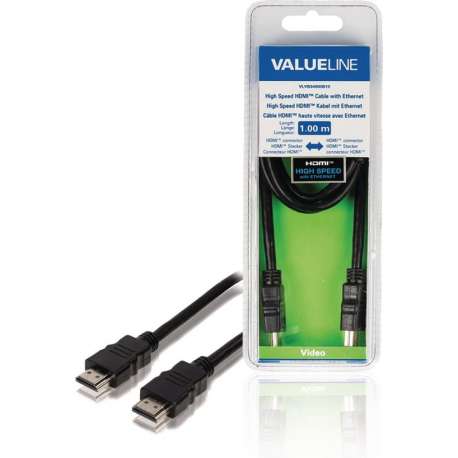 Valueline VLVB34000B10 HDMI kabel 1 m HDMI Type A (Standaard) Zwart