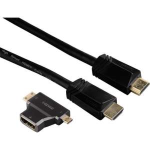 Hama HDMI Kabel 1.5m + 2-in-1 Adapter