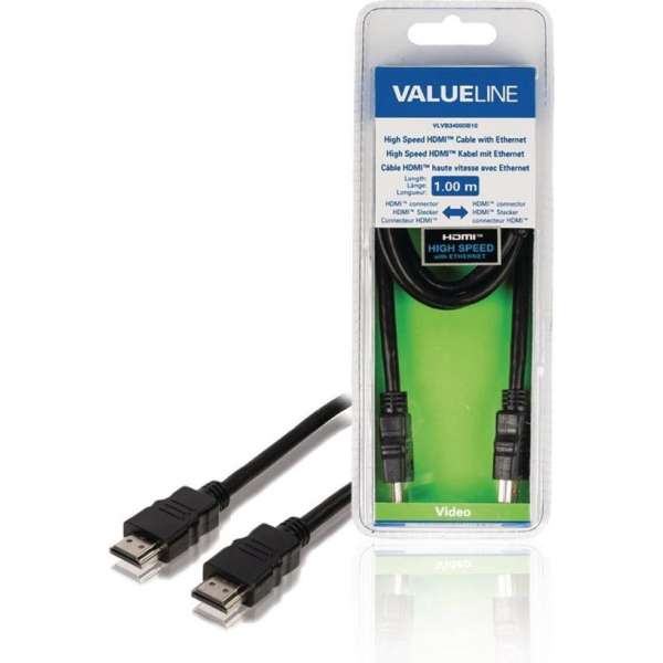 Valueline VLVB34000B10 High Speed Hdmi Kabel Met Ethernet Hdmi-connector - Hdmi-connector 1.00 M Zwart