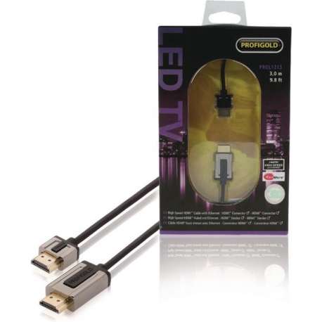 Profigold Prol1213 High Speed Hdmi-kabel met Ethernet Hdmi-connector - Hdmi-connector 3,00 M Zwart