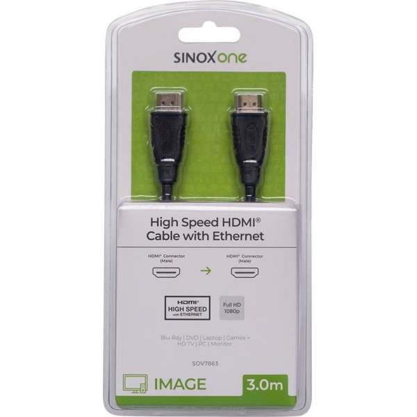 HDMI kabel high speed + ethernet 3 mtr.