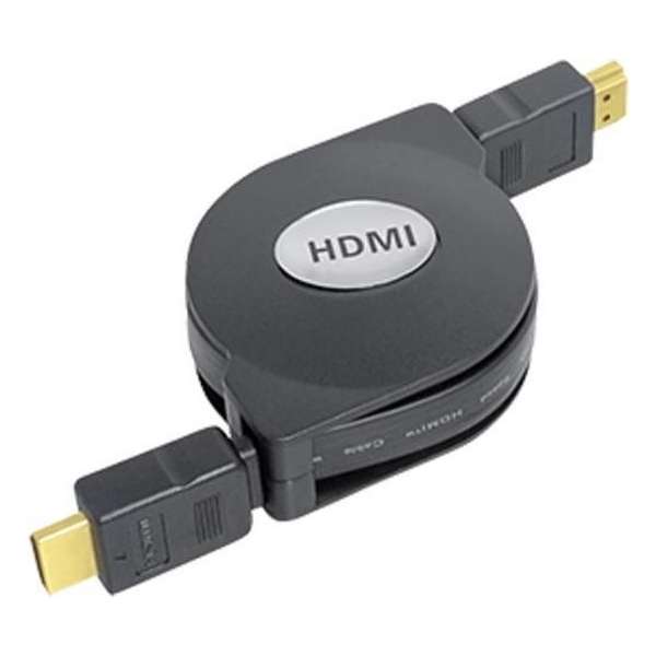 Transmedia Uittrekbare HDMI kabel - versie 1.4 (4K 30Hz) / zwart - 1 meter