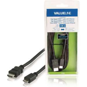 Valueline Vlvb34500b20 High Speed Hdmi -kabel met Ethernet Hdmi-connector - Hdmi Mini-connector 2,00 M Zwart