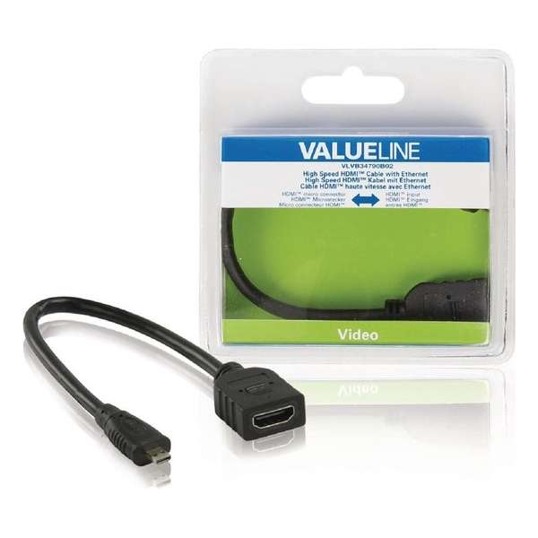 Valueline VLVB34790B02 kabeladapter/verloopstukje Micro HDMI HDMI Zwart