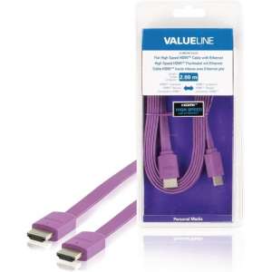 Valueline Vlmb34010u20 Platte High Speed Hdmi Kabel met Ethernet Hdmi-connector - Hdmi-connector 2,00 M Paars