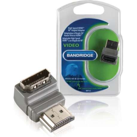 Bandridge BVP133 High Speed Hdmi Met Ethernet Adapter 90° Haaks Hdmi-connector - Hdmi Female Grijs