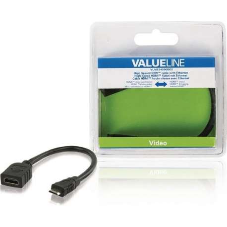 Valueline Vlvb34590b02 High Speed Hdmi -kabel met Ethernet  Hdmi Mini-connector - Hdmi Input 0,20 M Zwart