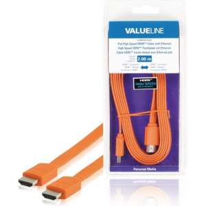 Valueline Vlmb34010o20 Platte High Speed Hdmi Kabel met Ethernet Hdmi-connector - Hdmi-connector 2,00 M Oranje