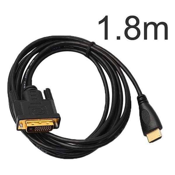 Gold-Plated HDMI naar DVI Kabel Adapter - Verloopkabel Converter Omvormer - Full HD 1080P Compatible - 1,8 Meter