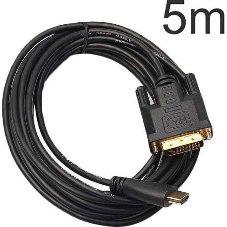 Gold-Plated HDMI naar DVI Kabel Adapter - Verloopkabel Converter Omvormer - Full HD 1080P Compatible - 5 Meter