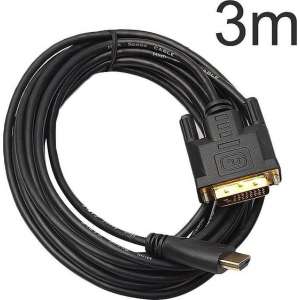 Gold-Plated HDMI naar DVI Kabel Adapter - Verloopkabel Converter Omvormer - Full HD 1080P Compatible - 3 Meter