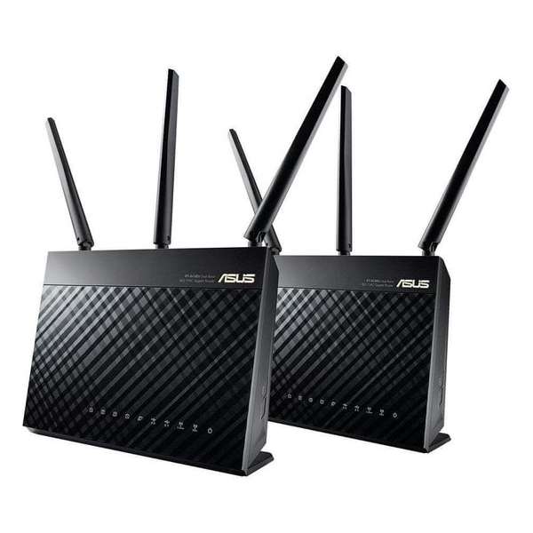 ASUS RT-AC68U dual pack router (2.4 GHz / 5 GHz) Gigabit Ethernet Zwart