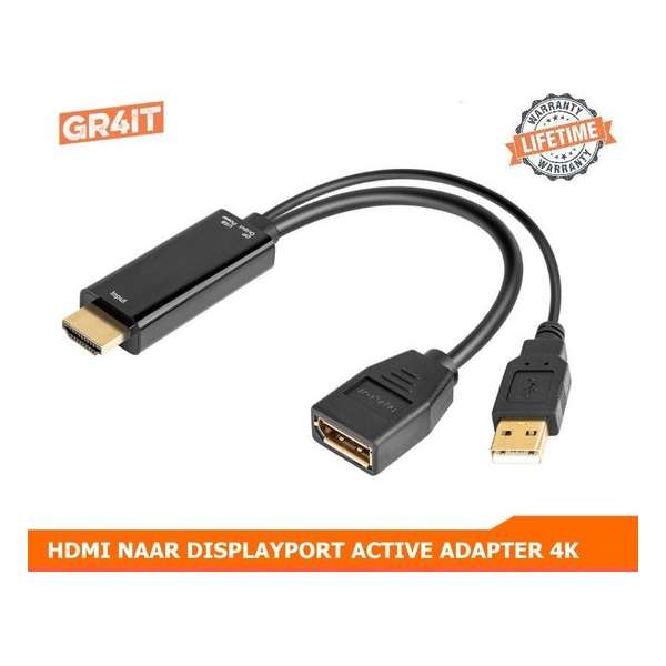 HDMI naar DisplayPort Adapter (4K @ 30Hz) - Actieve adapter