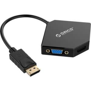 Orico - Displaypoort naar HDMI, DVI en VGA Adapter - kabellengte: 17 cm - Video&Audio - 1920 x 1080P - Zwart