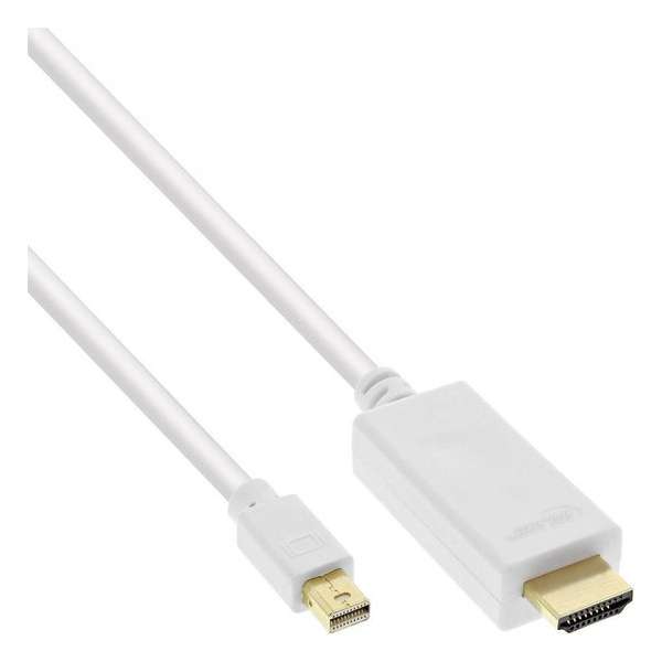 InLine Premium Mini DisplayPort 1.2a naar HDMI 2.0 kabel (4K 60 Hz) / wit - 2 meter