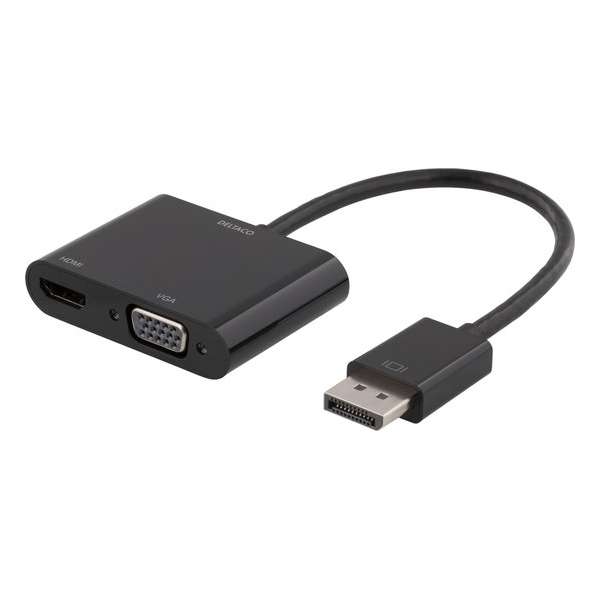 Deltaco DP-HDMIVGA3 DisplayPort naar HDMI en VGA adapter FullHD 1080p, 4K UHD, zwart