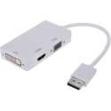 Dolphix DisplayPort 1.1 naar HDMI, DVI en VGA adapter / wit - 0,15 meter