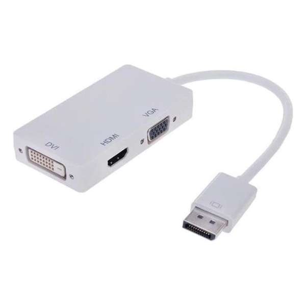 Dolphix DisplayPort 1.1 naar HDMI, DVI en VGA adapter / wit - 0,15 meter