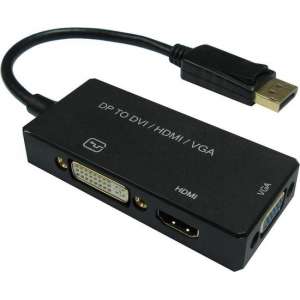 Value 12993153 video kabel adapter 0.1 m DisplayPort VGA + HDMI + DVI Black