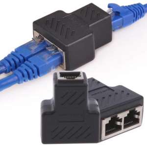 RJ45 Splitter - 1 Naar 2 Netwerk Adapter - LAN Splitter - Ethernet Netwerk Kabel - Connector - Adapter - Zwart