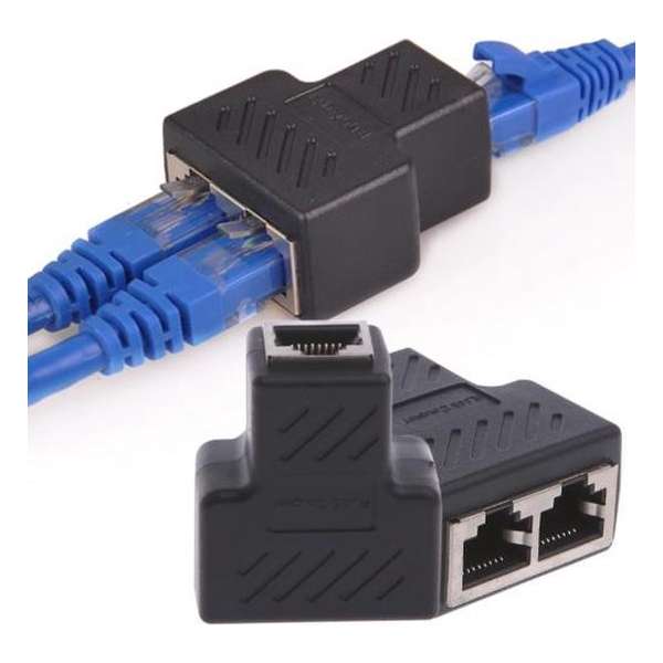 RJ45 Splitter - 1 Naar 2 Netwerk Adapter - LAN Splitter - Ethernet Netwerk Kabel - Connector - Adapter - Zwart